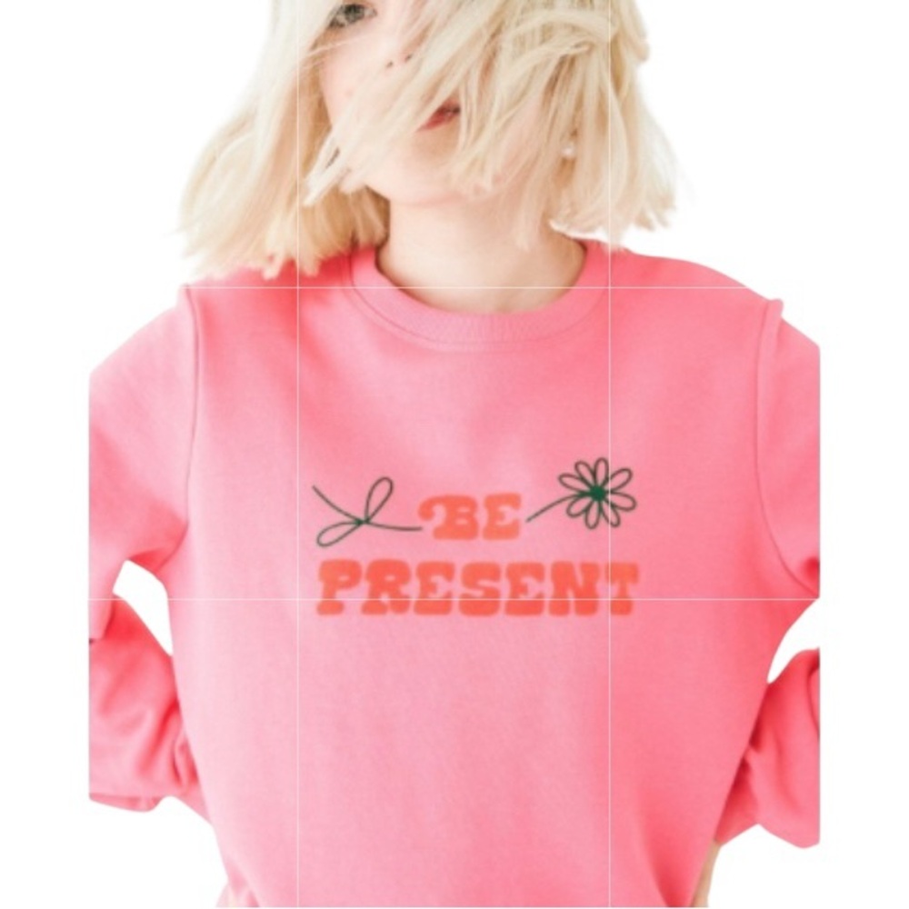Ban.do Women’s sweatshirt Be Present Balloon sleeve pink XS NWT